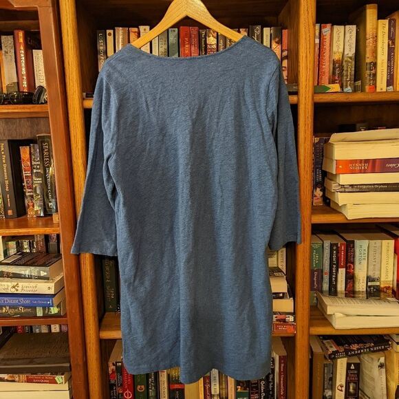 Boden Blue Lace Up V Neck Long Sleeve Tunic Sz 12 Euc - Picture 2 of 6
